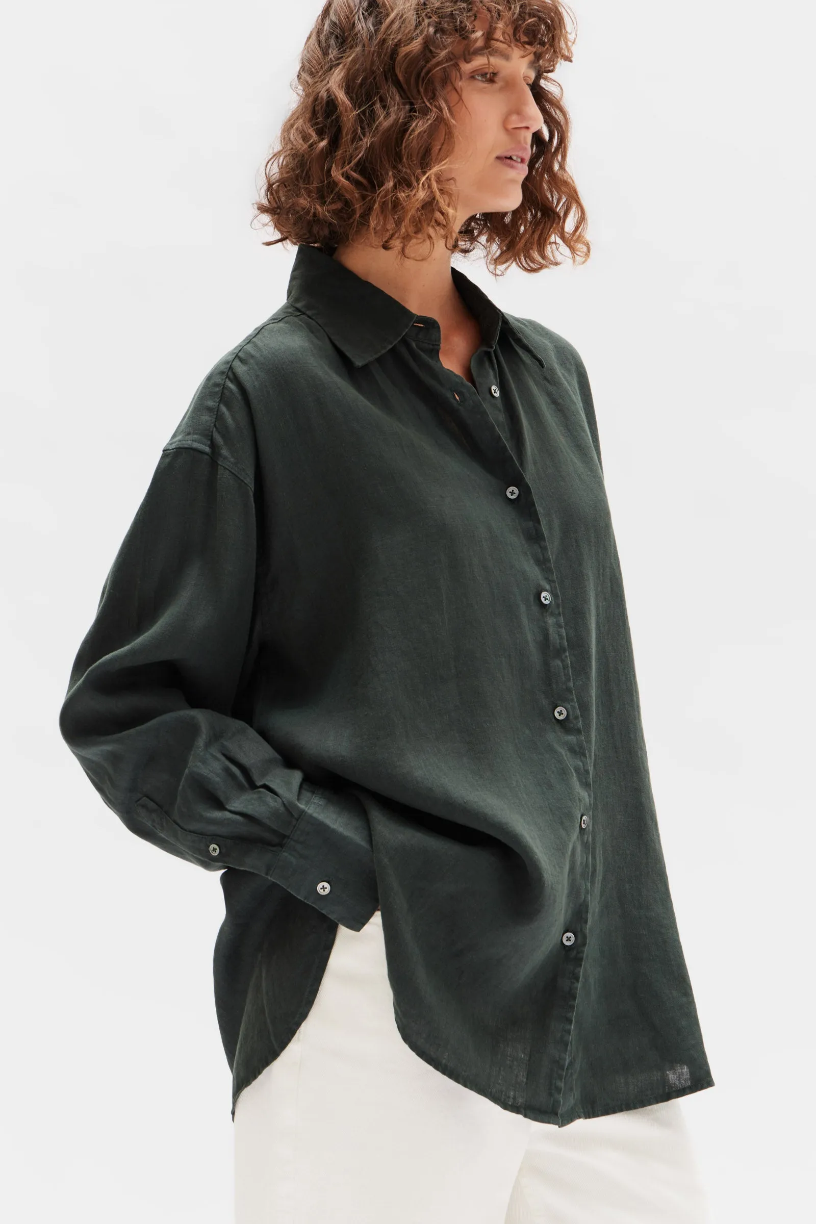 Oversized Linen Shirt Cypress