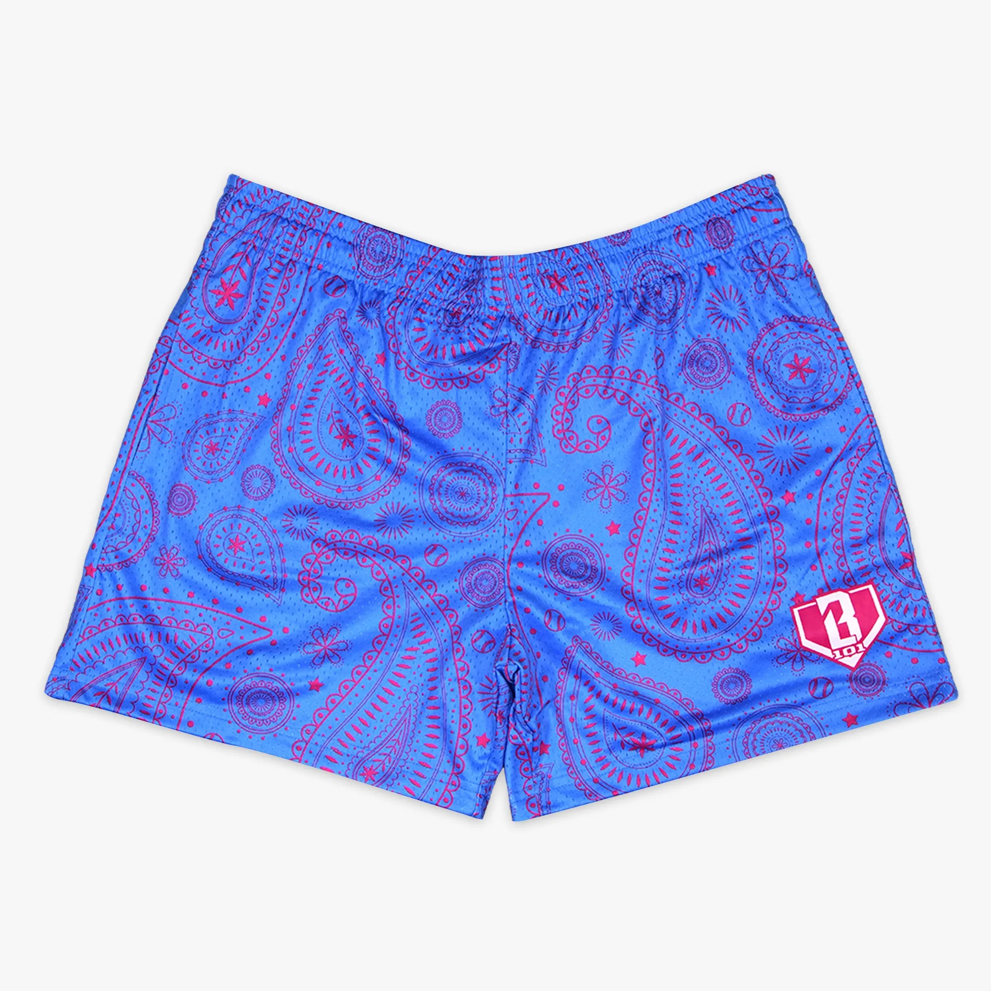 Paisley Youth Shorts - Blue/Pink