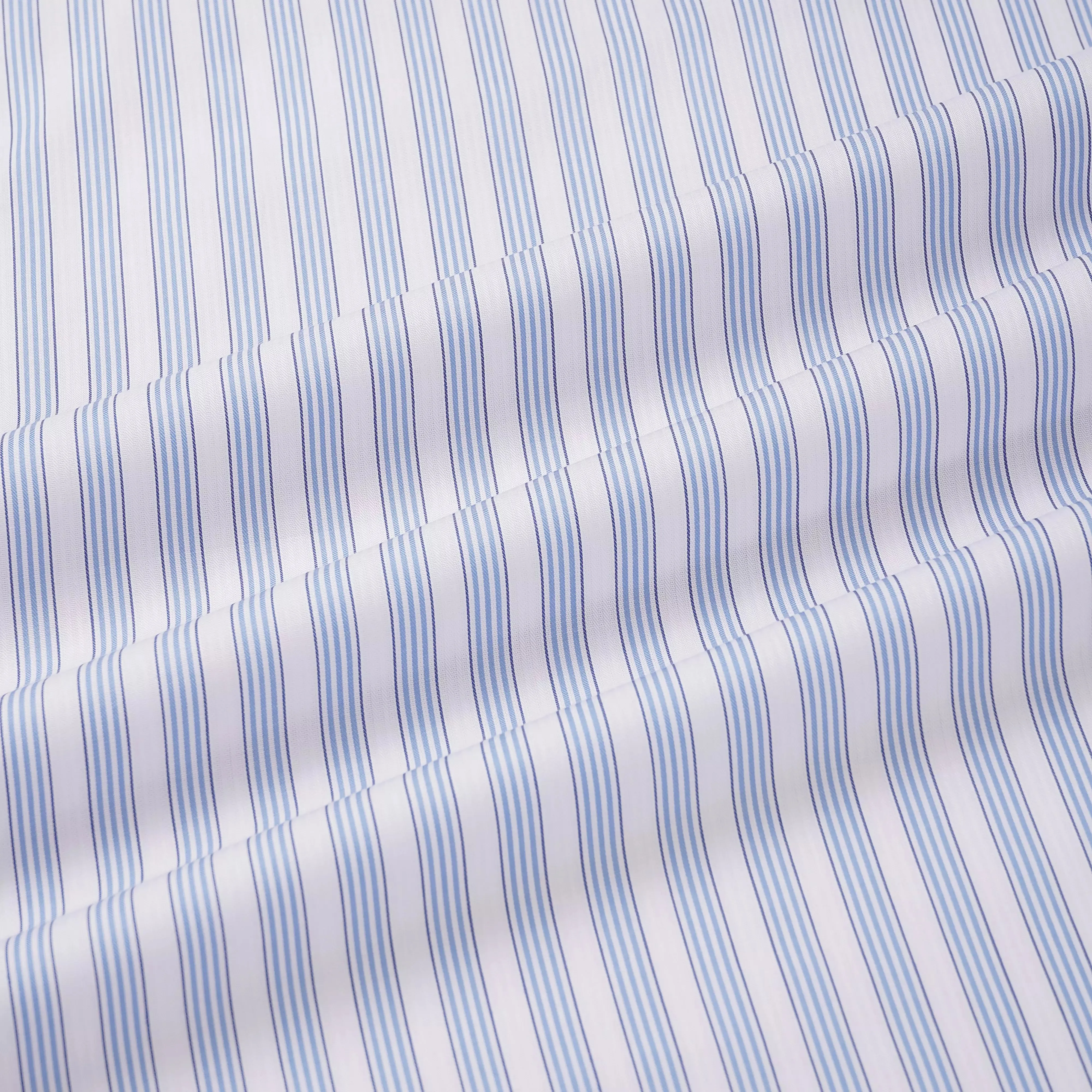 Pale Blue & White Classic Fit Double Cuff Barbican Stripe Formal Shirt