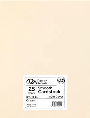 Paper Accents 8.5x11 Cream Smooth 80lb. Cardstock {B116}