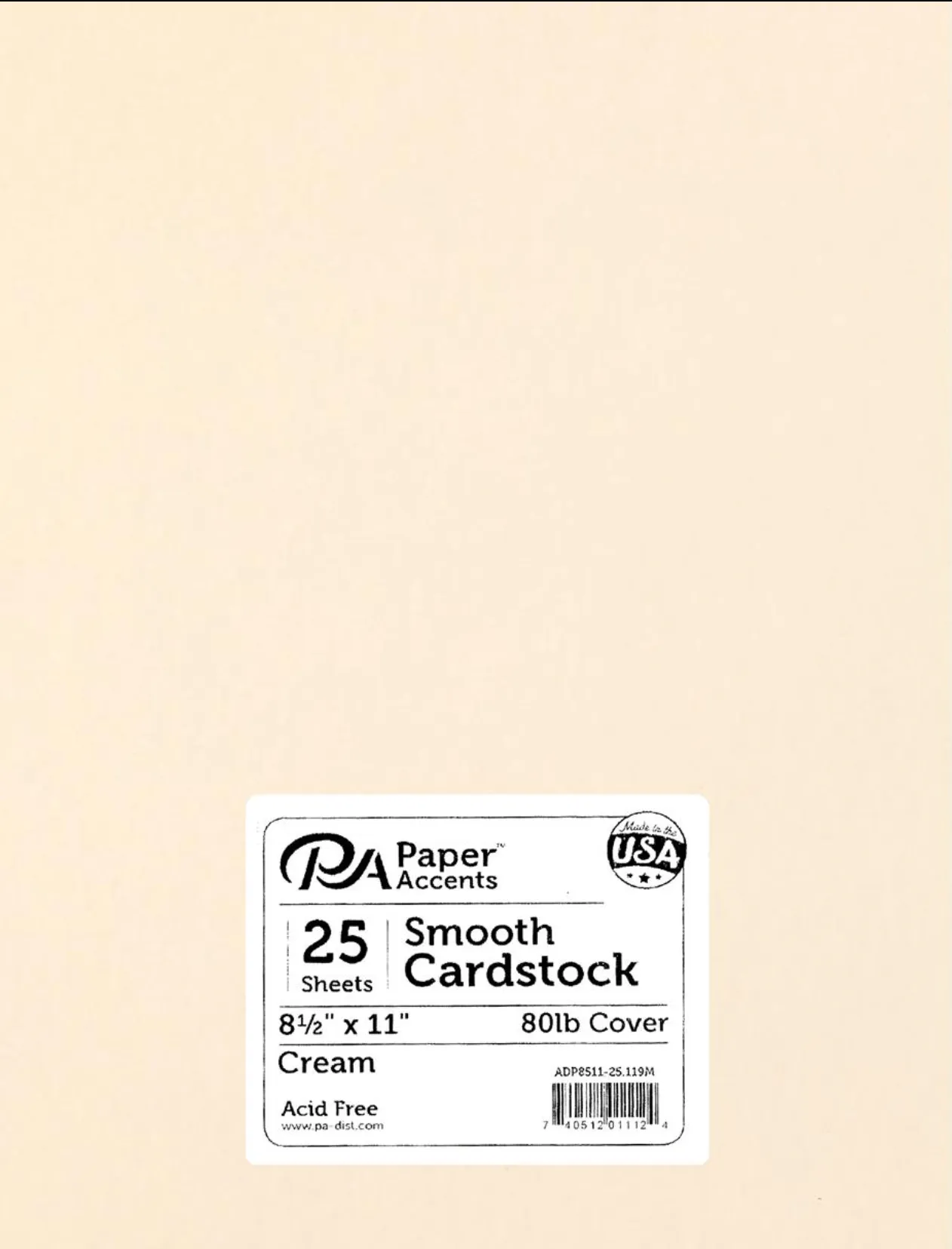 Paper Accents 8.5x11 Cream Smooth 80lb. Cardstock {B116}