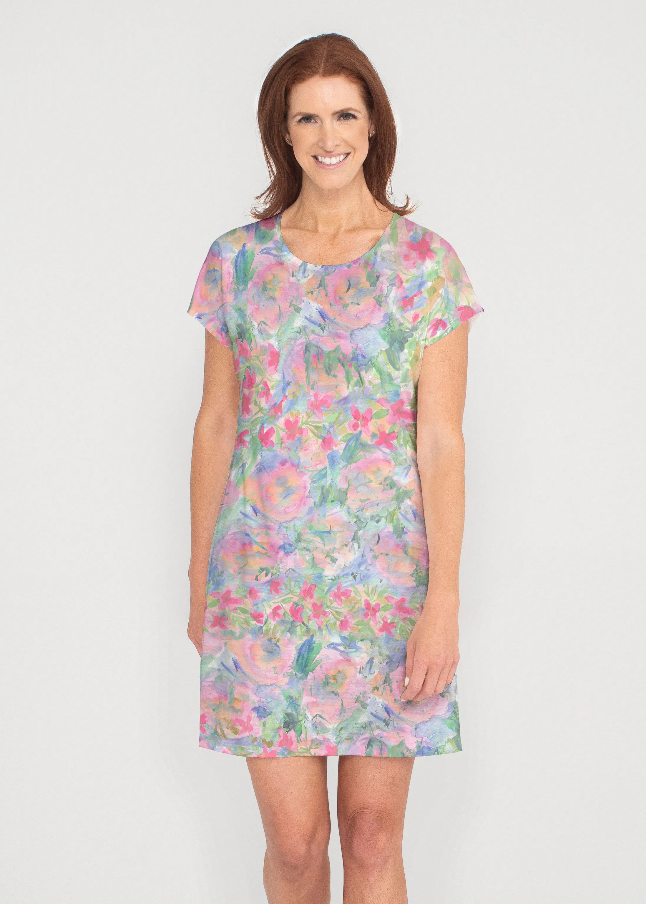 Penelope (17255) ~ French Terry Short Sleeve Crew Dress