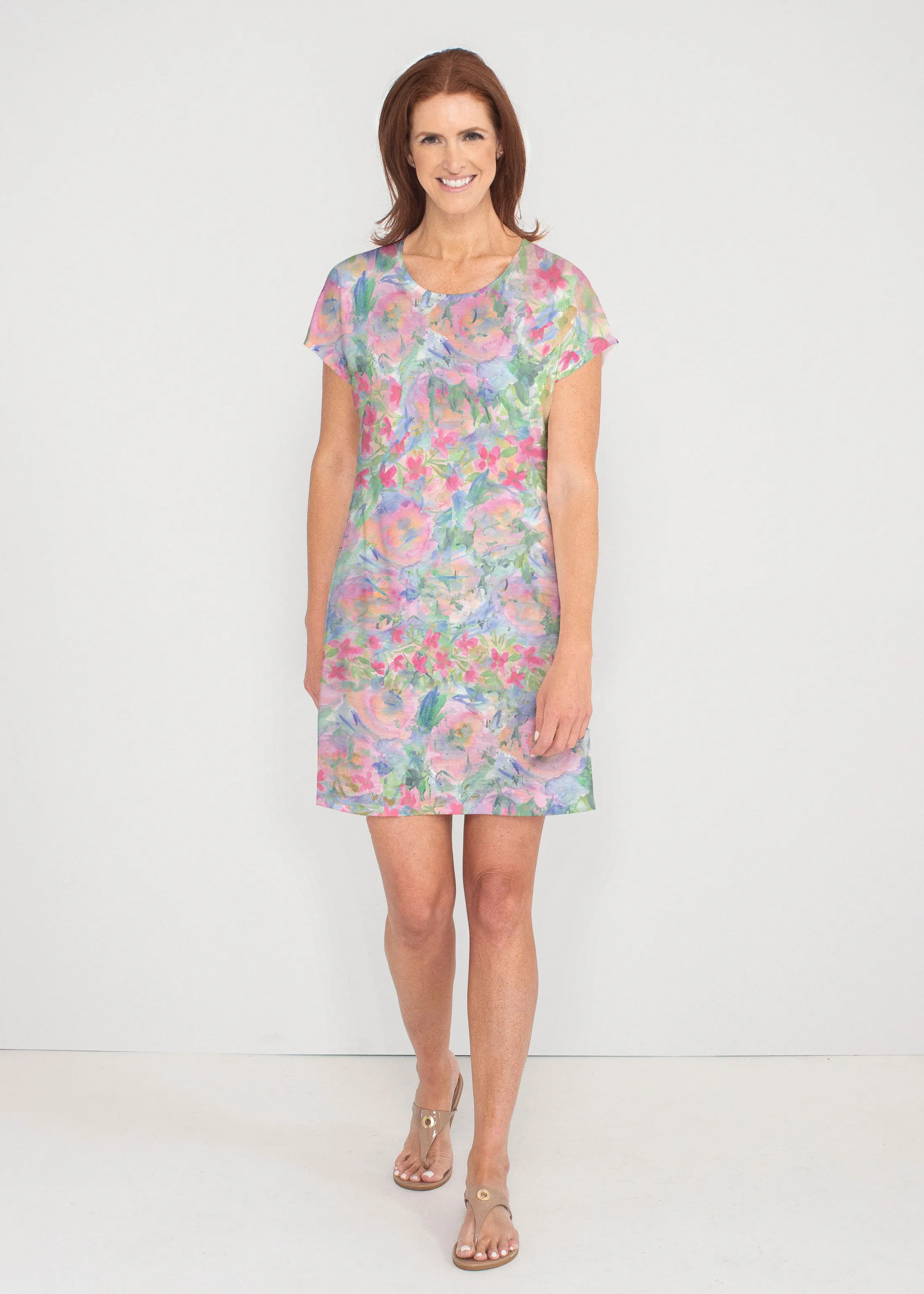 Penelope (17255) ~ French Terry Short Sleeve Crew Dress