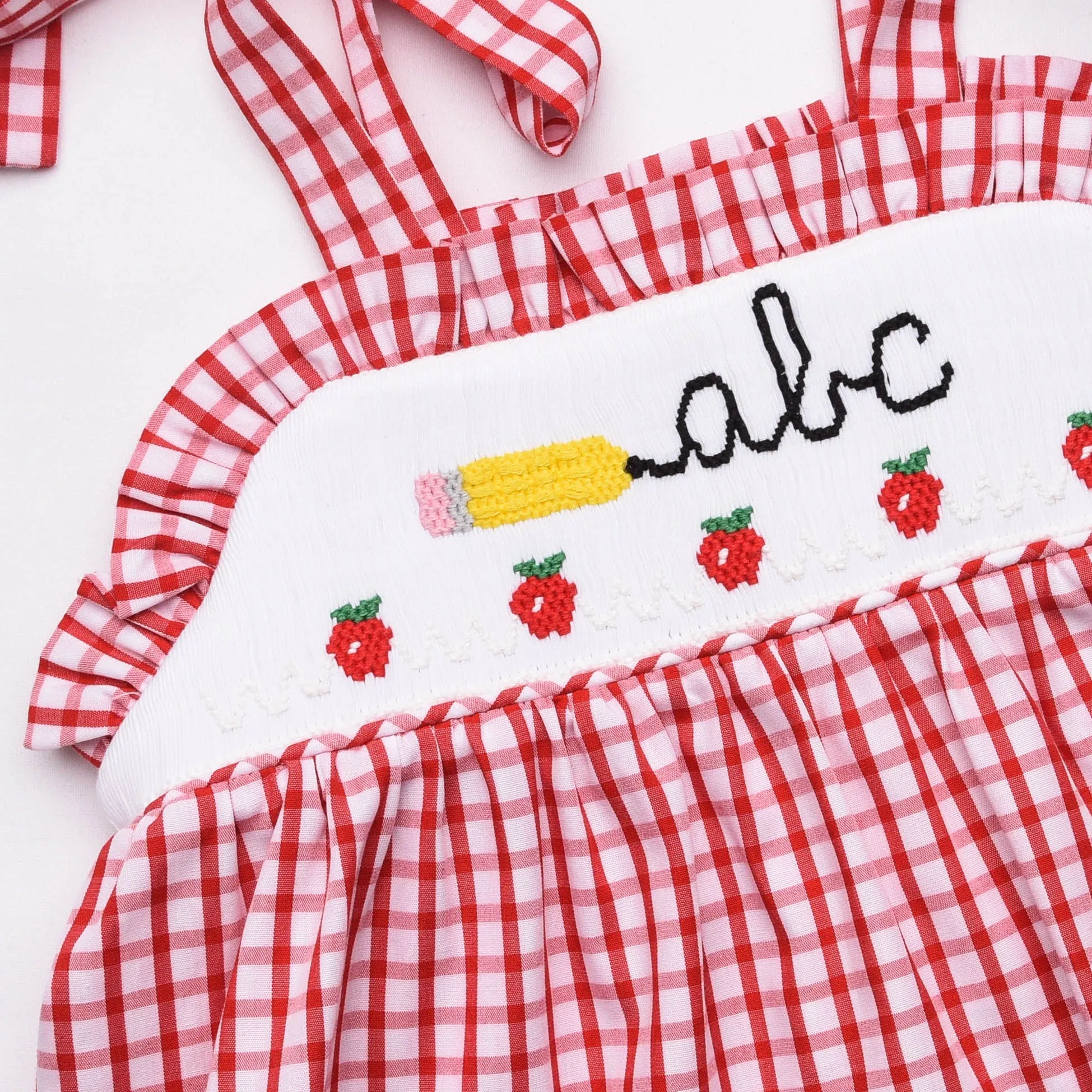 Penmanship Pal Smocked Dress, Red