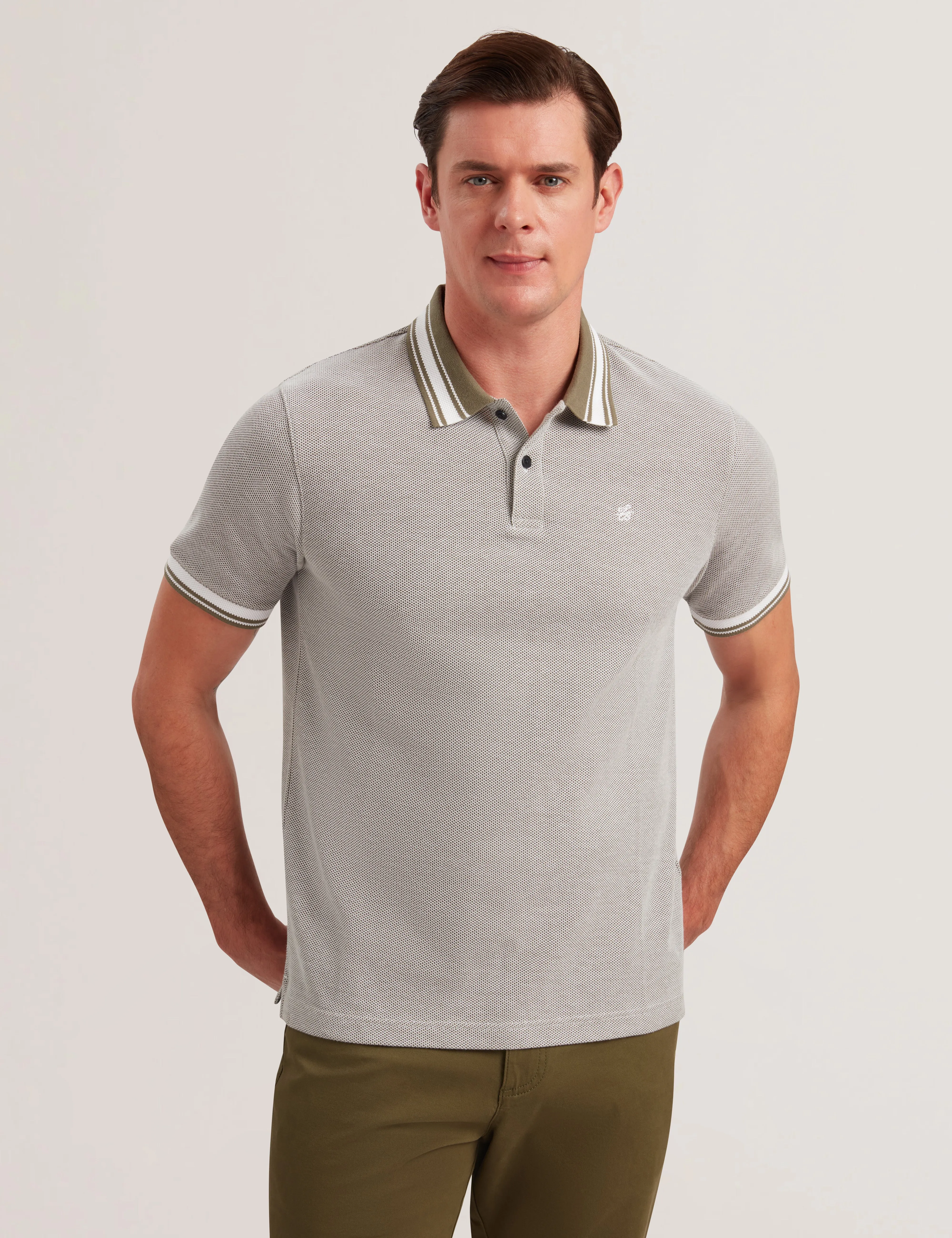 Phenes Short Sleeve Regular Fit Textured Polo Olive