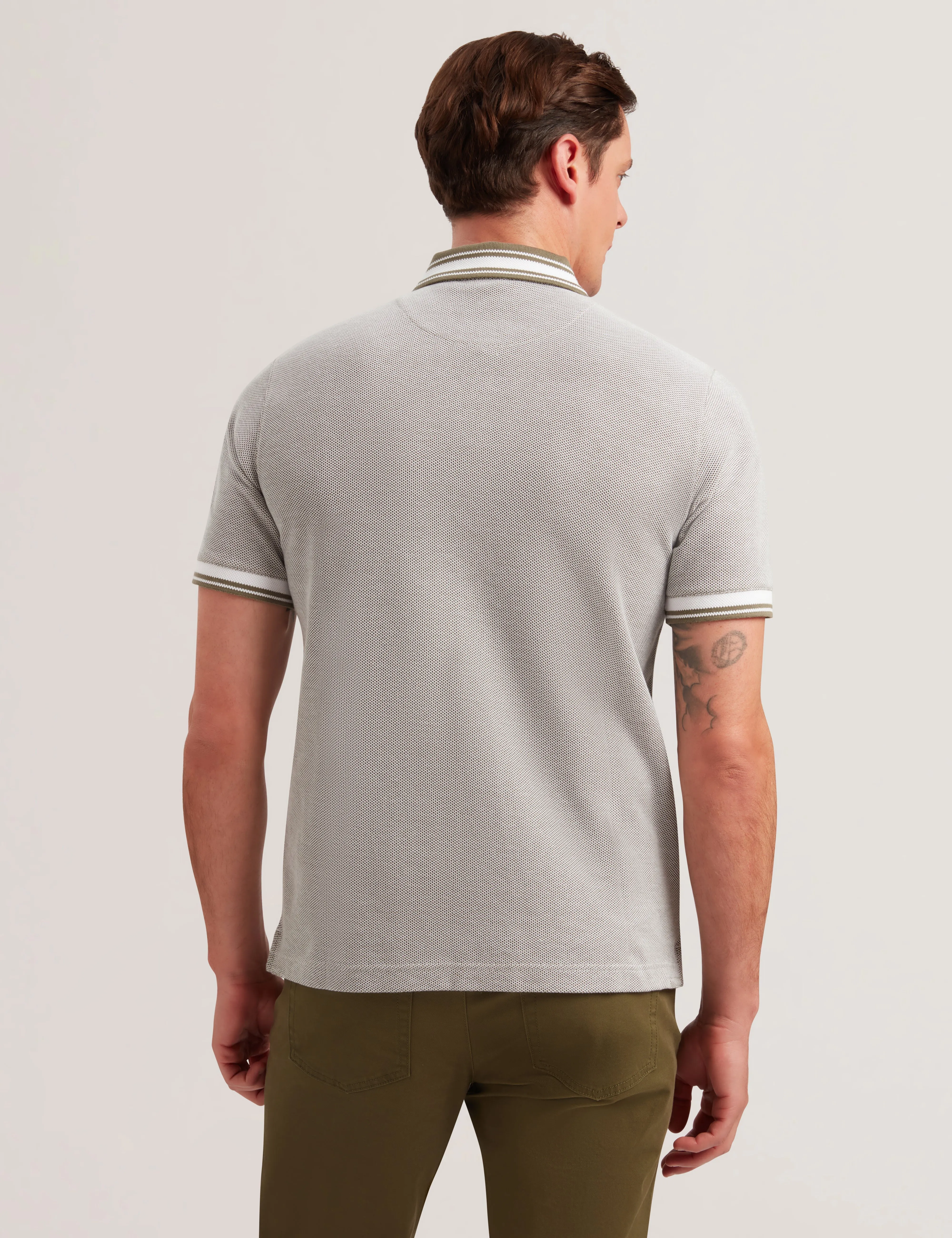 Phenes Short Sleeve Regular Fit Textured Polo Olive