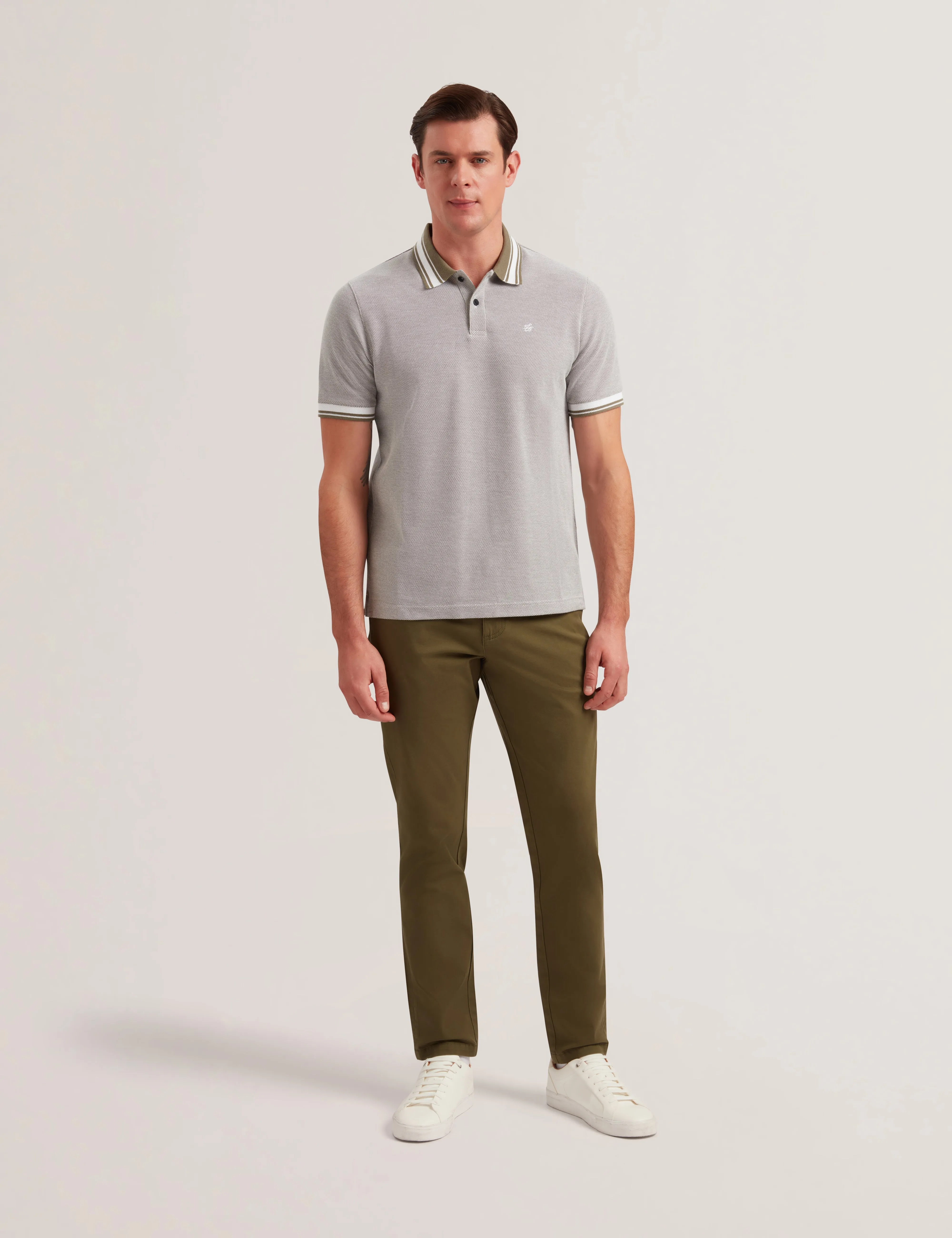 Phenes Short Sleeve Regular Fit Textured Polo Olive