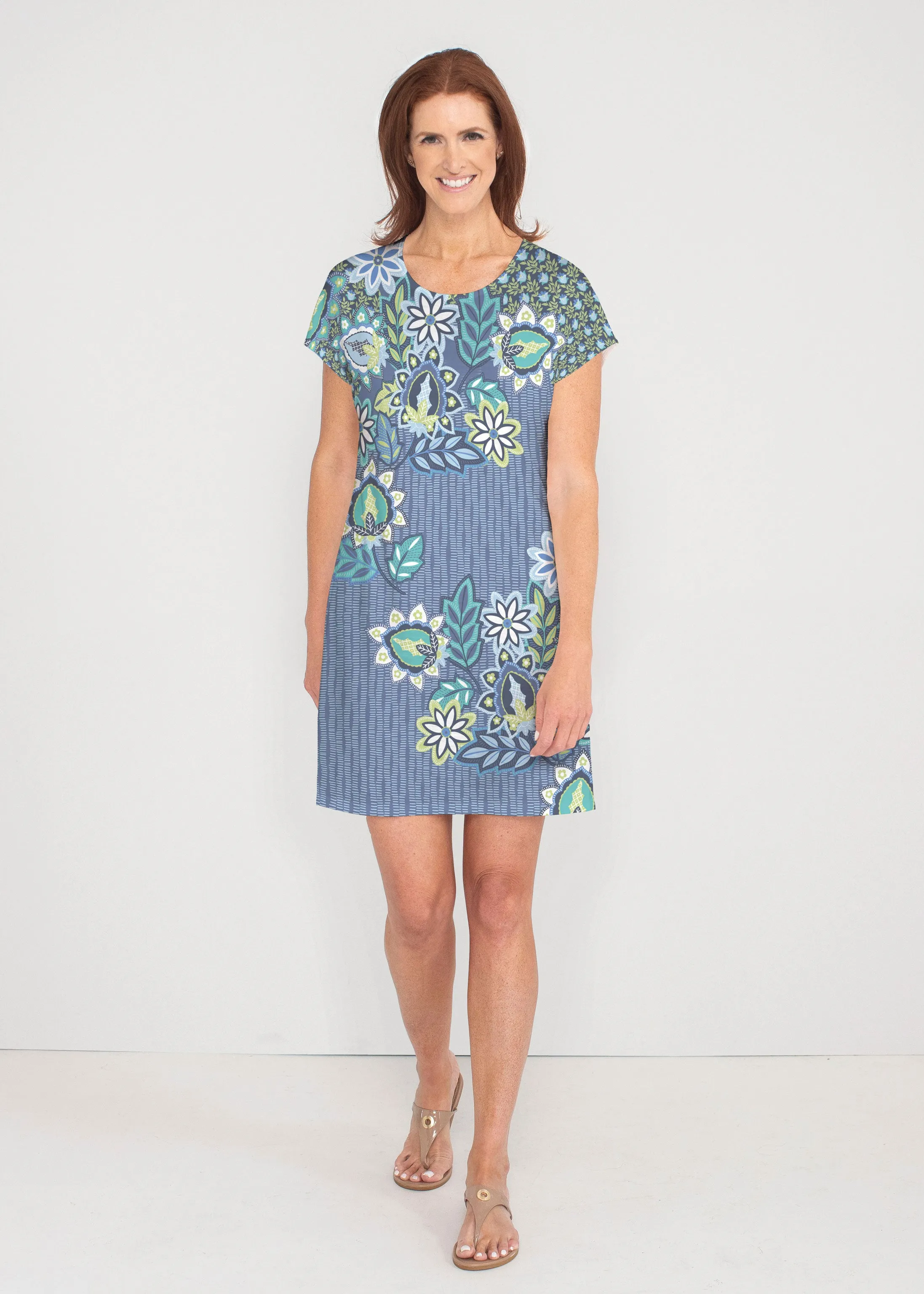 Phoebe (13581) ~ French Terry Short Sleeve Crew Dress
