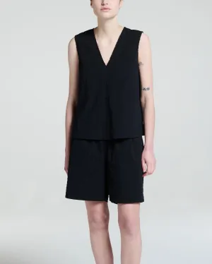 Phoebe Top Black Textured Cotton