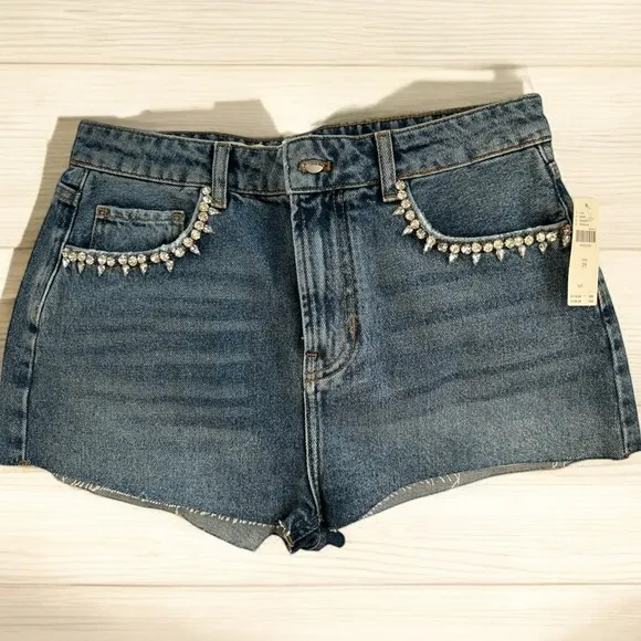 PILCRO anthro brand shorts with faux diamond bling near pockets. NWT