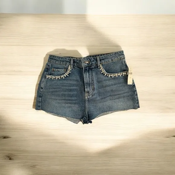 PILCRO anthro brand shorts with faux diamond bling near pockets. NWT