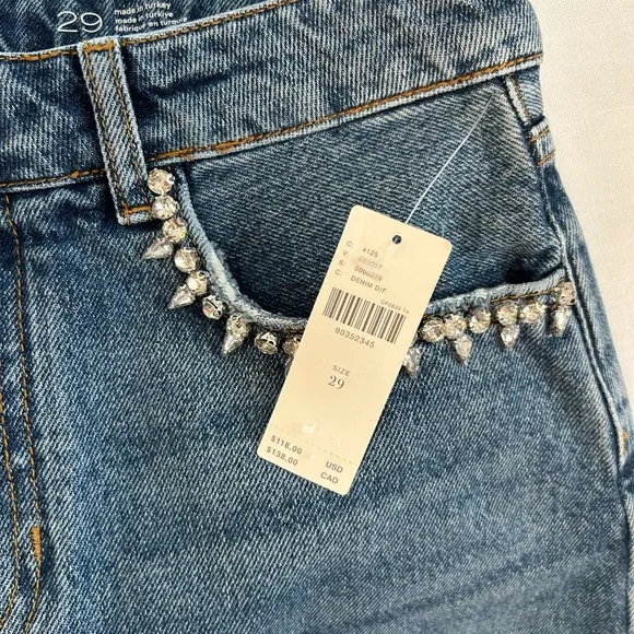 PILCRO anthro brand shorts with faux diamond bling near pockets. NWT
