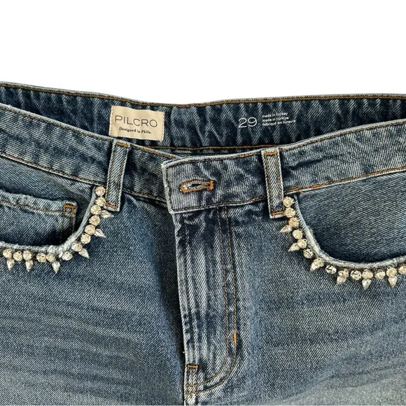 PILCRO anthro brand shorts with faux diamond bling near pockets. NWT