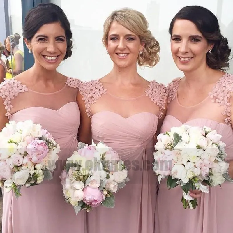 Pink Scoop Custom Made Chiffon Long Bridesmaid Dresses, TYP0812