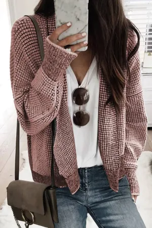 Pink Waffle Cardigan