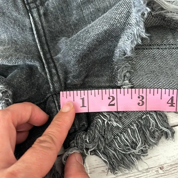 Pinkblush Faded Black Grey Distressed Full Panel Raw Hem Maternity Jean Shorts