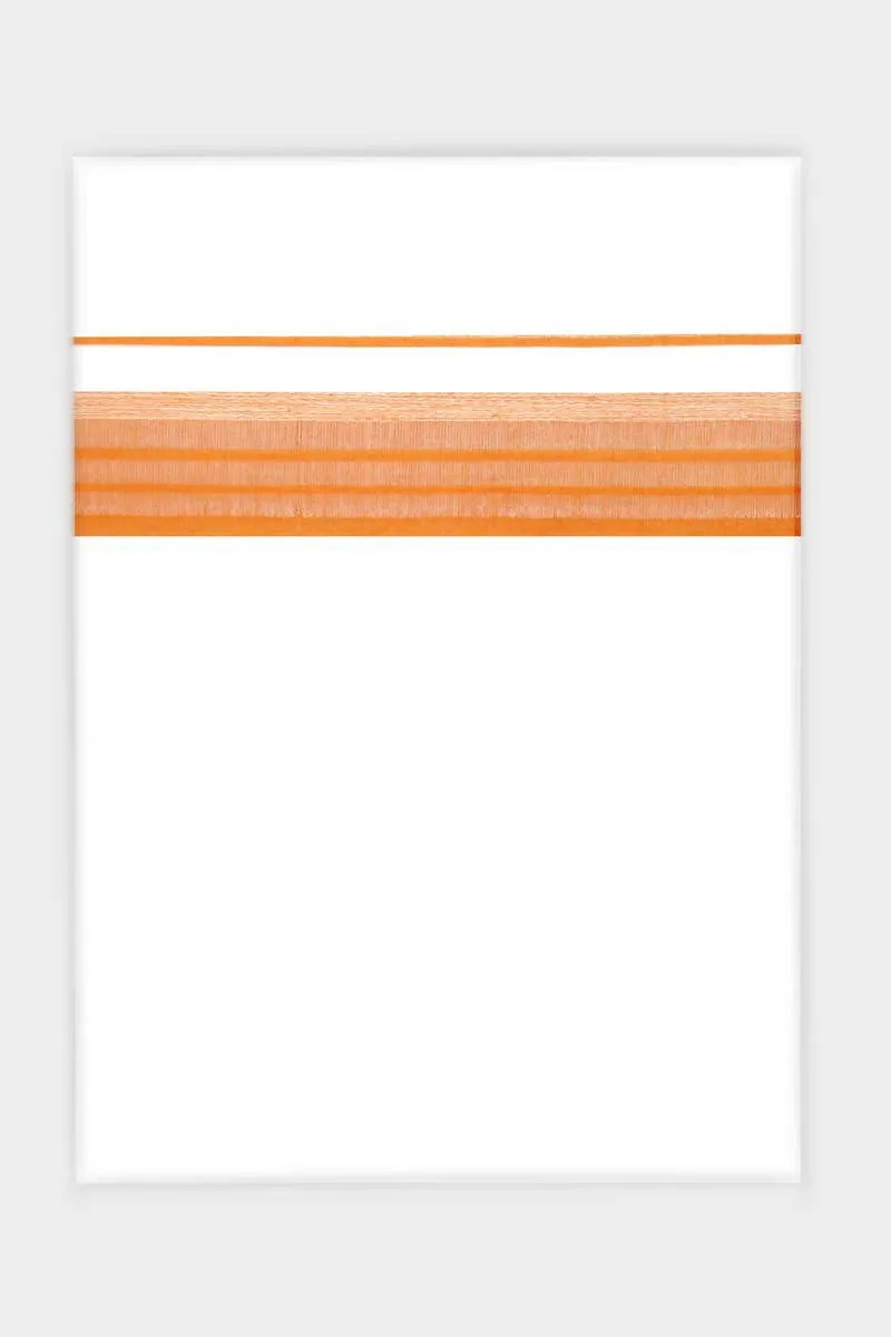 Pleasant Navya - Orange Smooth Cotton Double Layered Dhoti With Fancy Borders | Uathayam