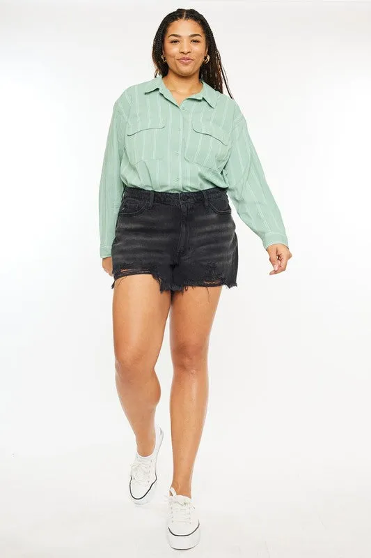PLUS HIGH RISE MOM SHORTS