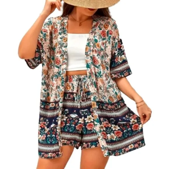 Plus size boho 2pc floral set sz 4X
