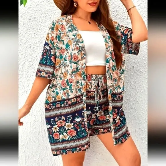 Plus size boho 2pc floral set sz 4X
