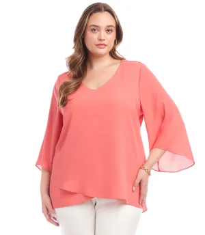 Plus Size Bracelet Sleeve Asymmetric Top