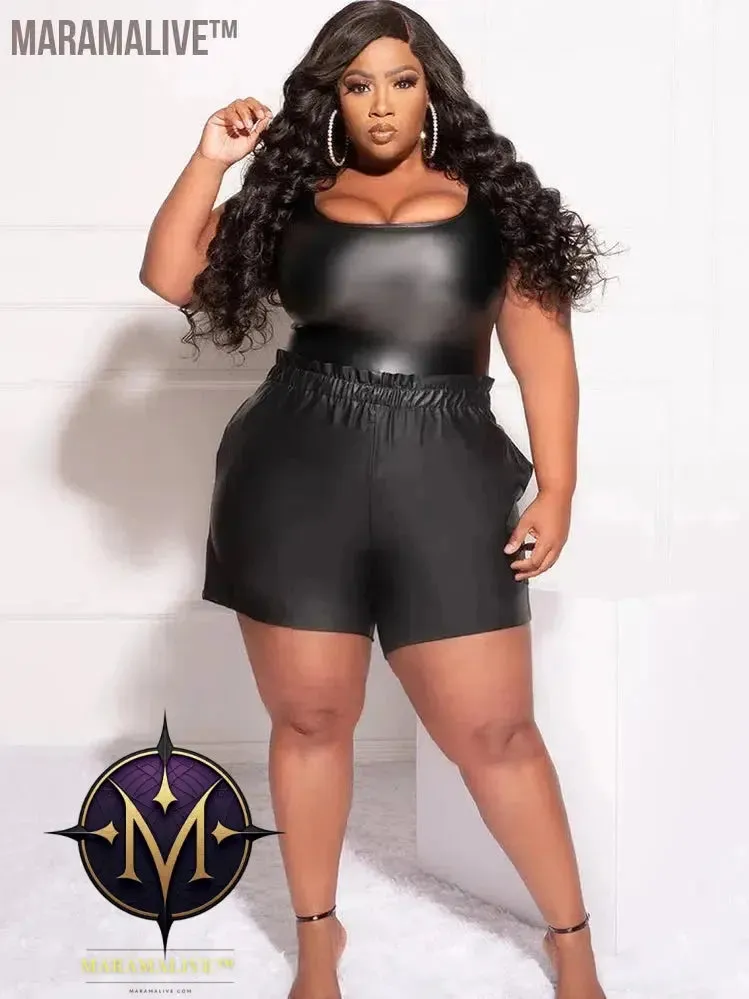 Plus Size Women Faux Matte Leather Shorts 9XL Elasticband High Waist Shorts 6XL Stretch PU Slim Shorts 7XL Clubwear 8XL Custom