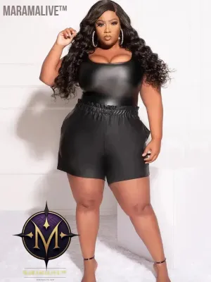 Plus Size Women Faux Matte Leather Shorts 9XL Elasticband High Waist Shorts 6XL Stretch PU Slim Shorts 7XL Clubwear 8XL Custom