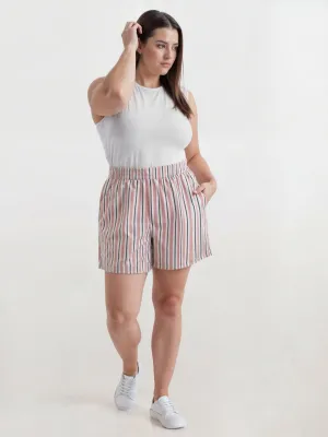 Plus Striped Bengaline Pull On Shorts