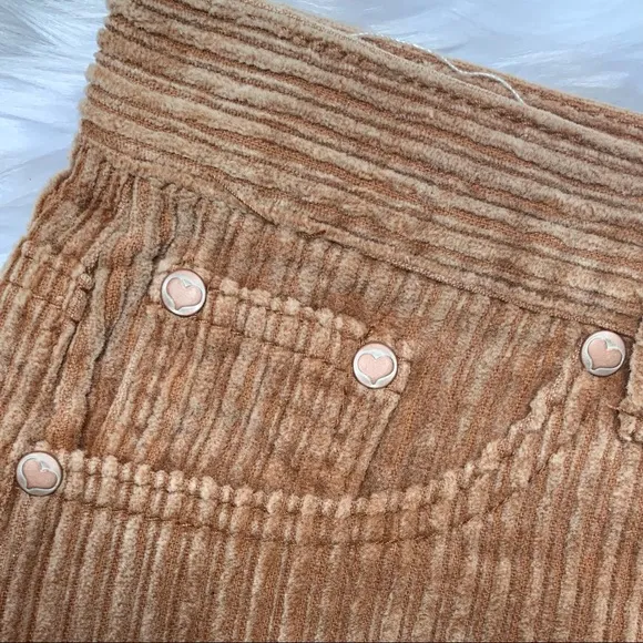 POL Camel Frayed Hem Corduroy Shorts