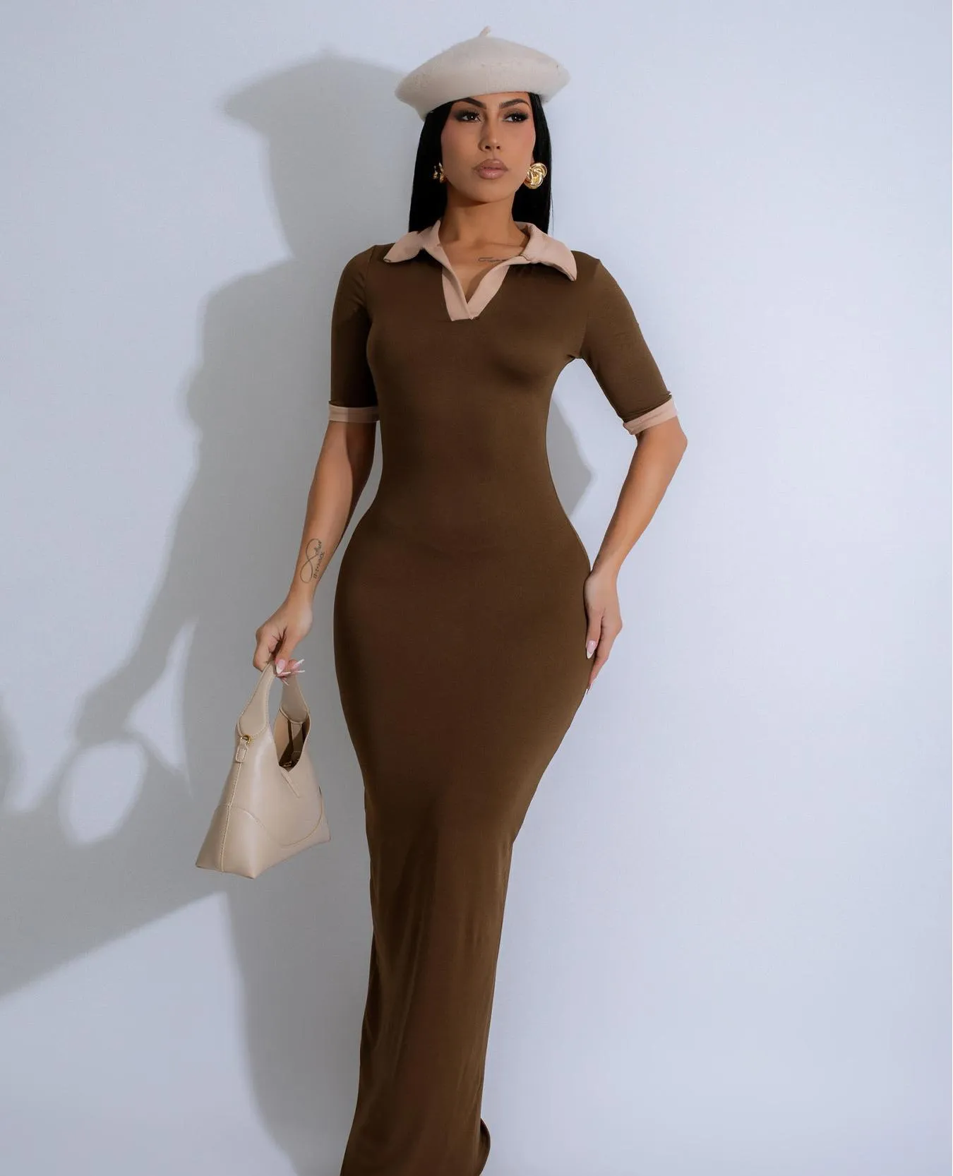 Polo collar hip hugging Dress