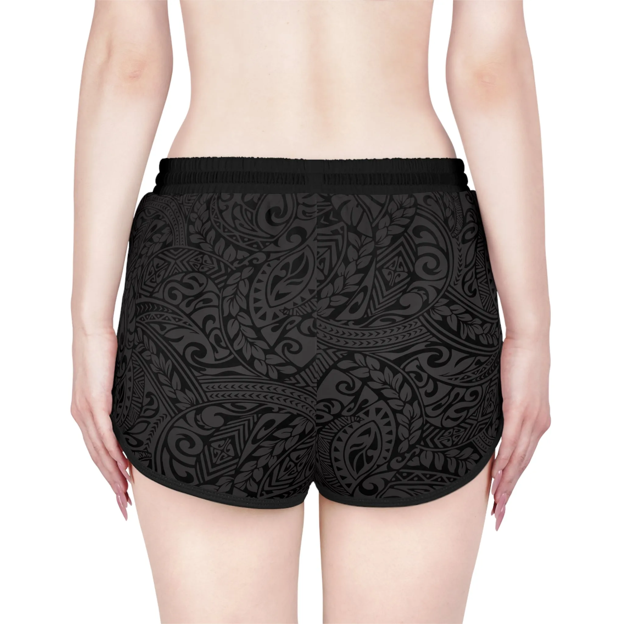 Polynesian Tribal in Black & Grey Relaxed Shorts