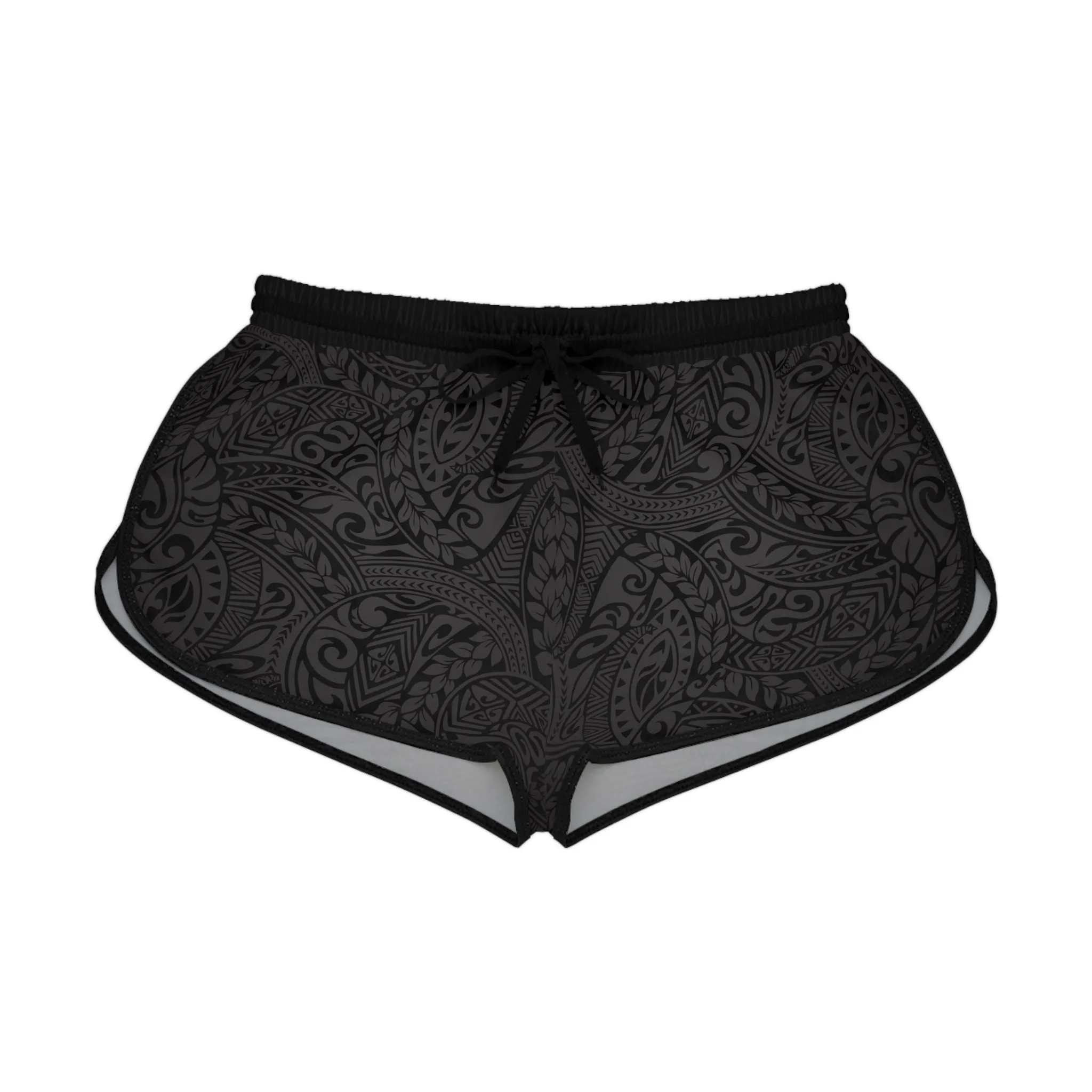 Polynesian Tribal in Black & Grey Relaxed Shorts