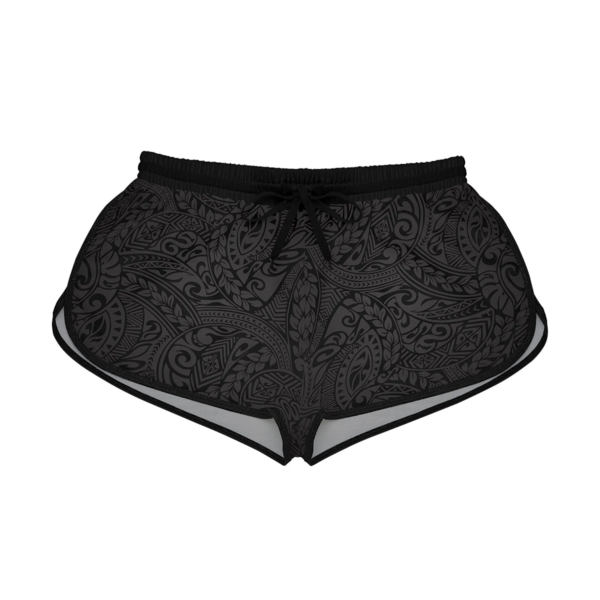 Polynesian Tribal in Black & Grey Relaxed Shorts