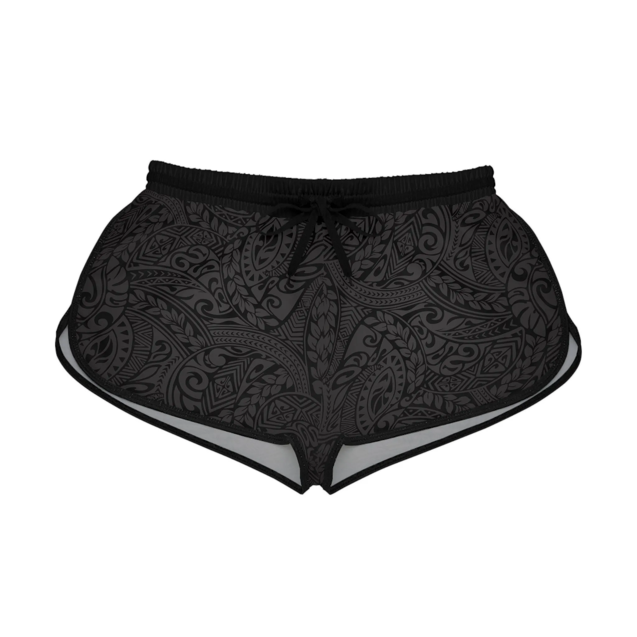 Polynesian Tribal in Black & Grey Relaxed Shorts