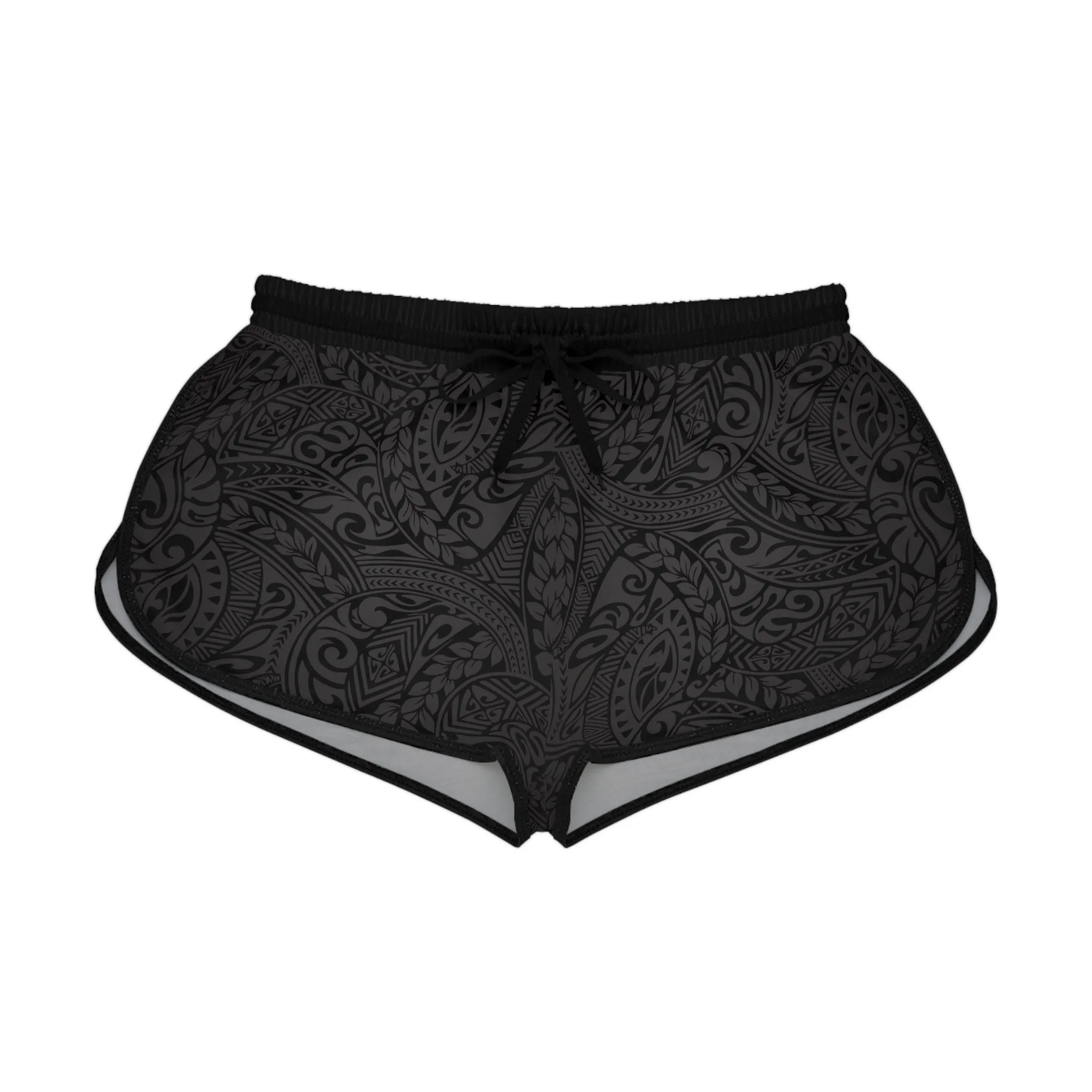 Polynesian Tribal in Black & Grey Relaxed Shorts
