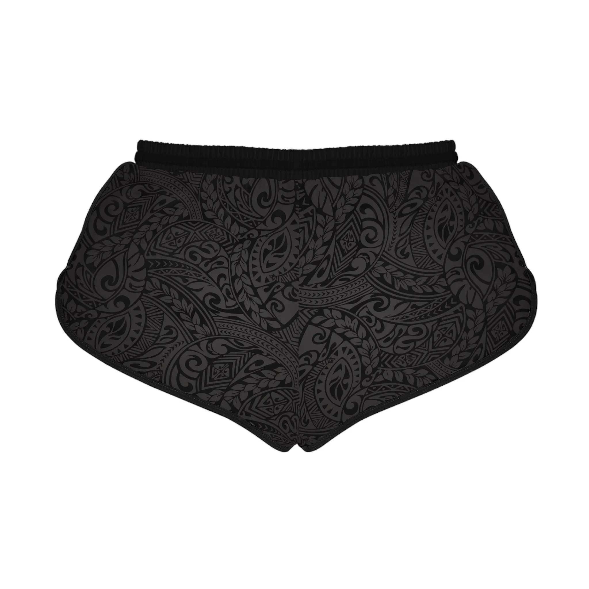 Polynesian Tribal in Black & Grey Relaxed Shorts