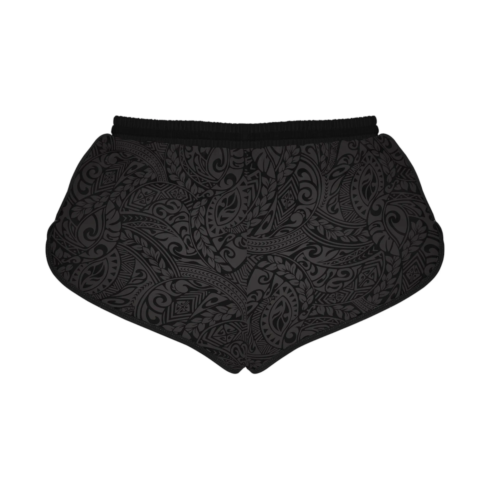 Polynesian Tribal in Black & Grey Relaxed Shorts