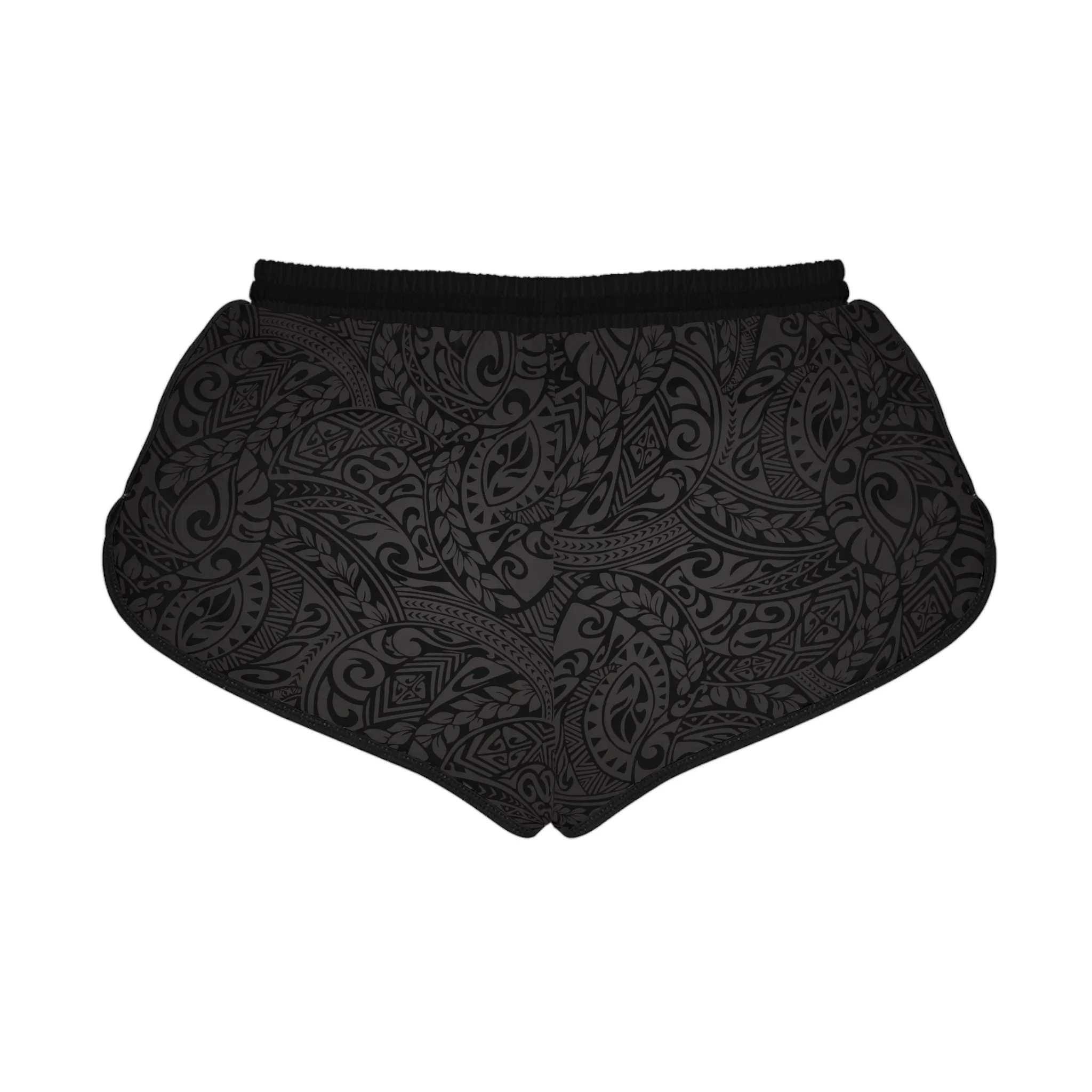 Polynesian Tribal in Black & Grey Relaxed Shorts