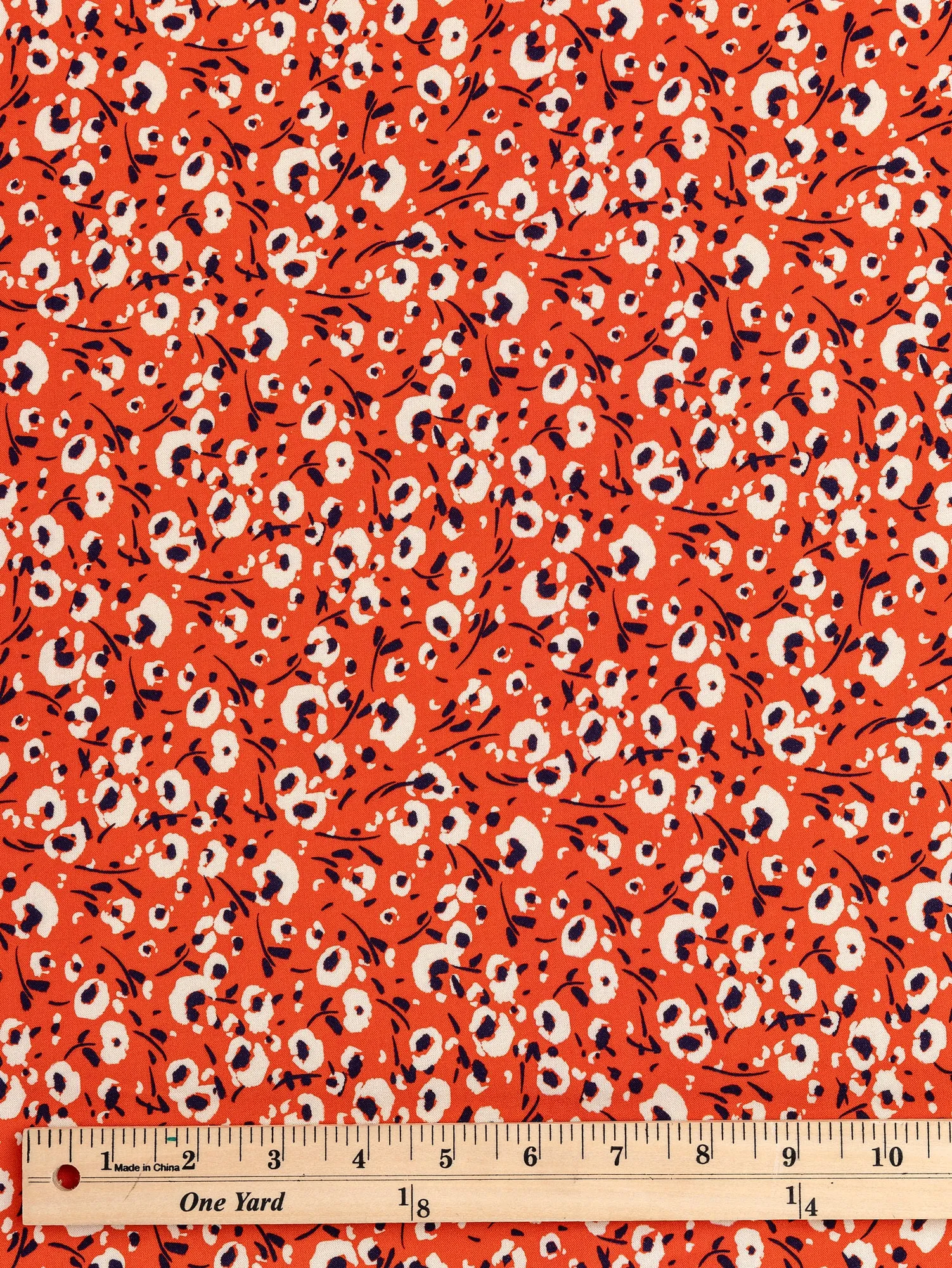 Poppy Small Floral Print Ecovero Viscose - Red   Cream   Navy