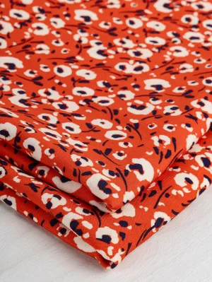 Poppy Small Floral Print Ecovero Viscose - Red   Cream   Navy