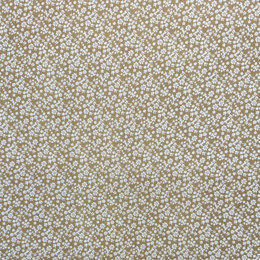 Printed Poly Cotton Ochre Floral