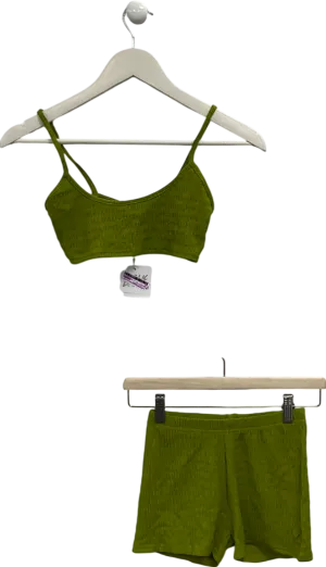 Public Desire Green Textured Micro Shorts And Top Set UK 8