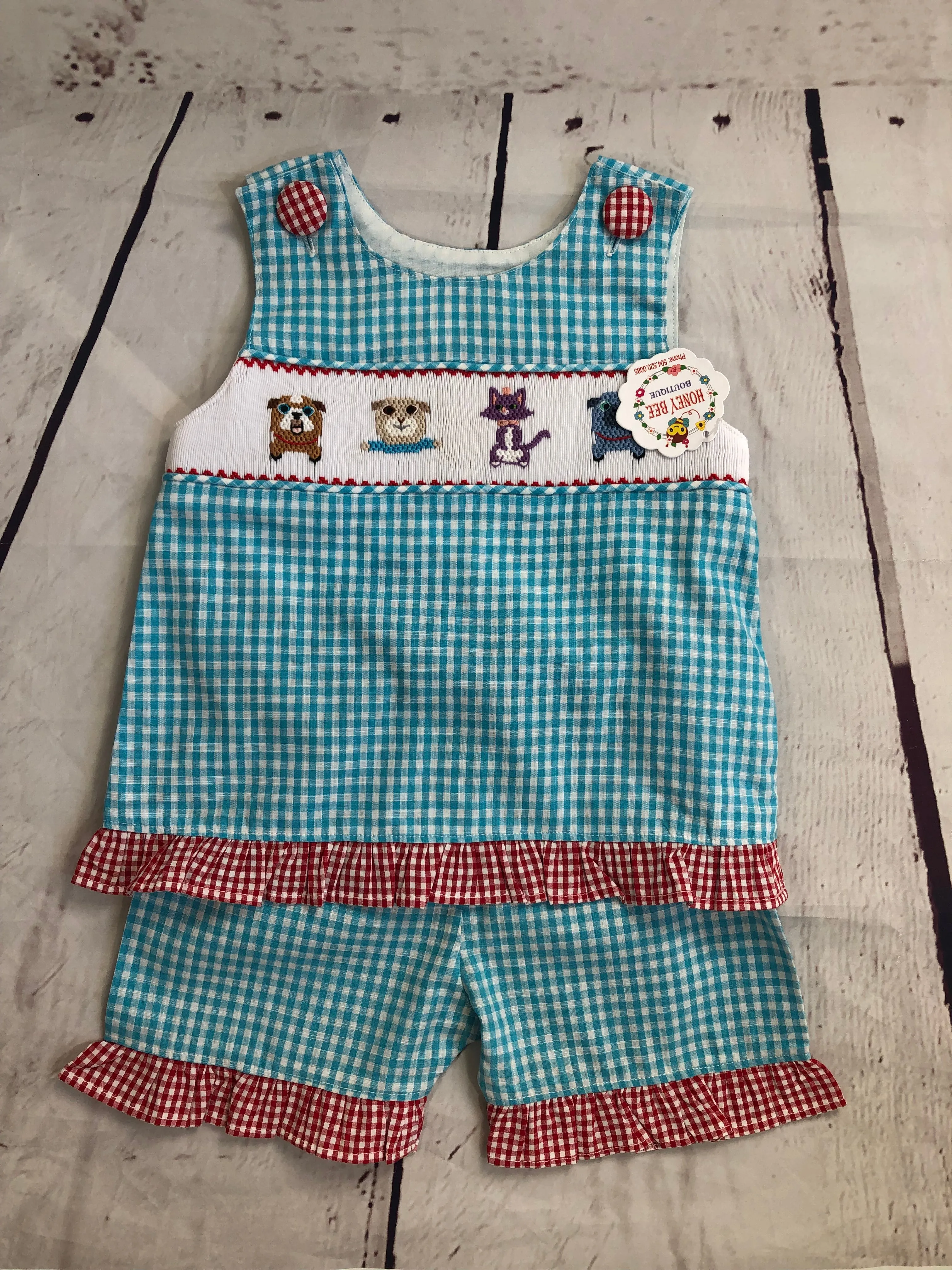 Puppy pals smocked set