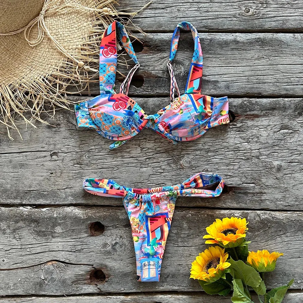 Push Up Bikini Micro Bikini New Fashion Swimsuit Sexy Swimwear Floral Print Bathing Suit Thong Bikini