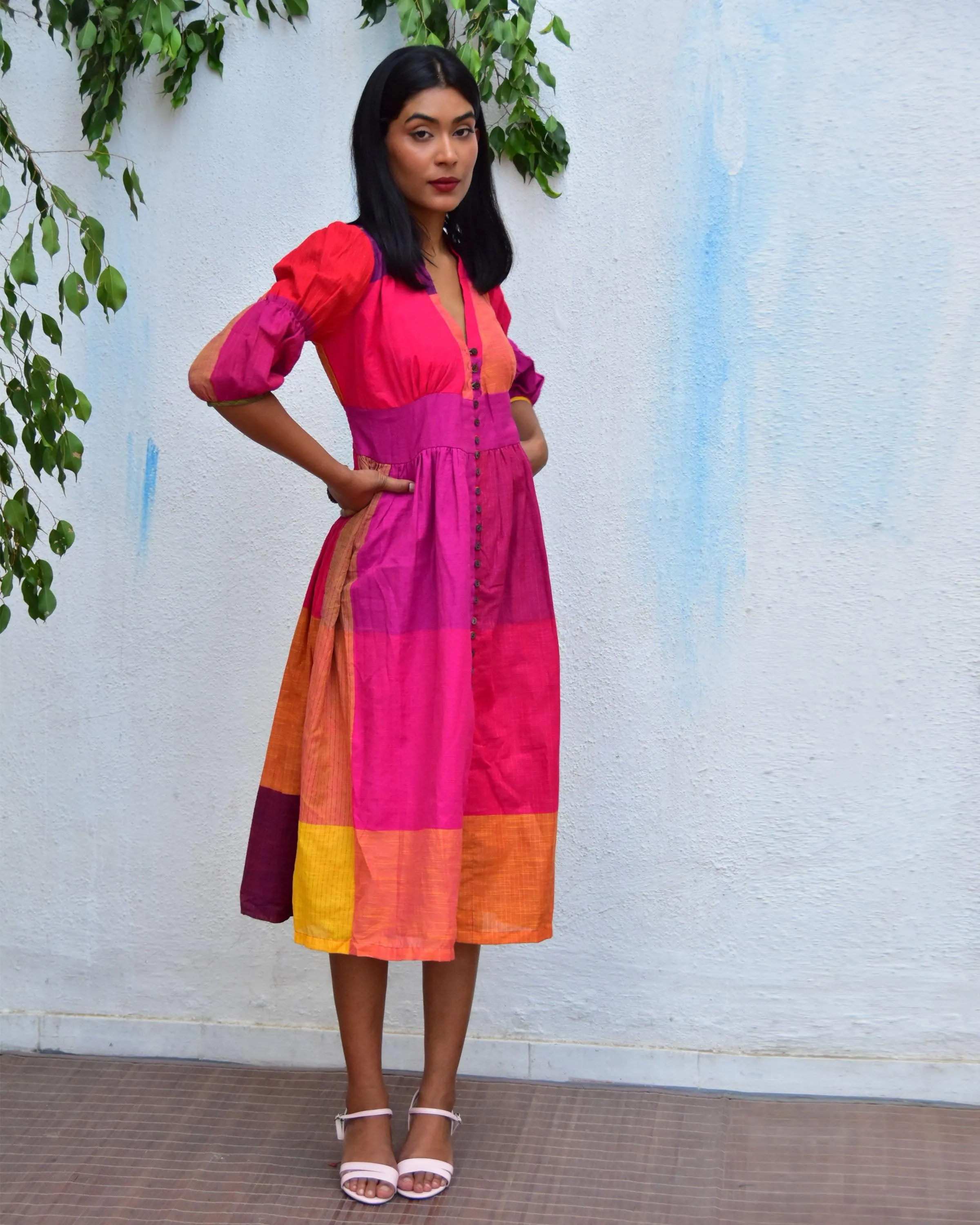 Rainbow Rhapsody Handwoven Cotton Dress - Rc