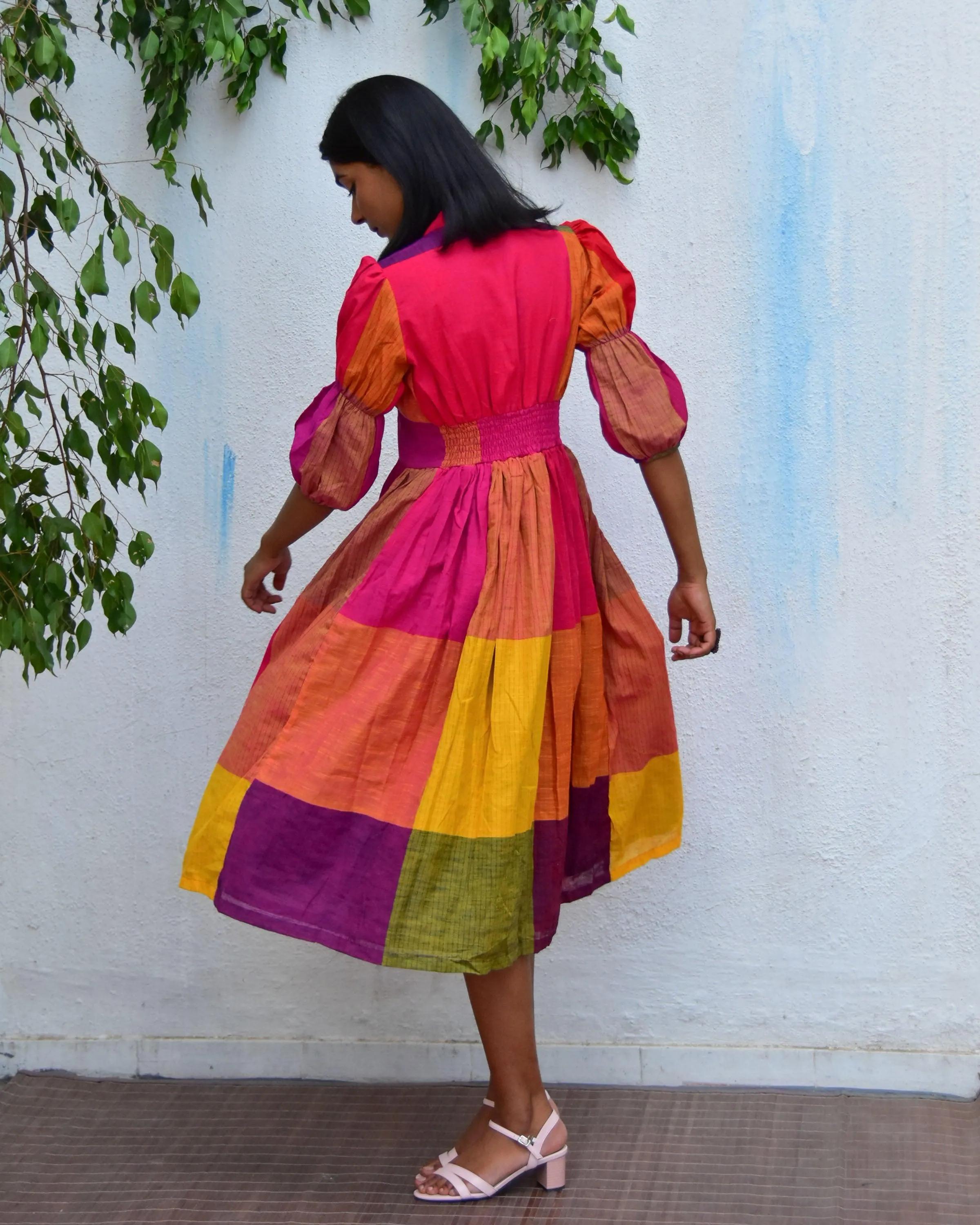 Rainbow Rhapsody Handwoven Cotton Dress - Rc