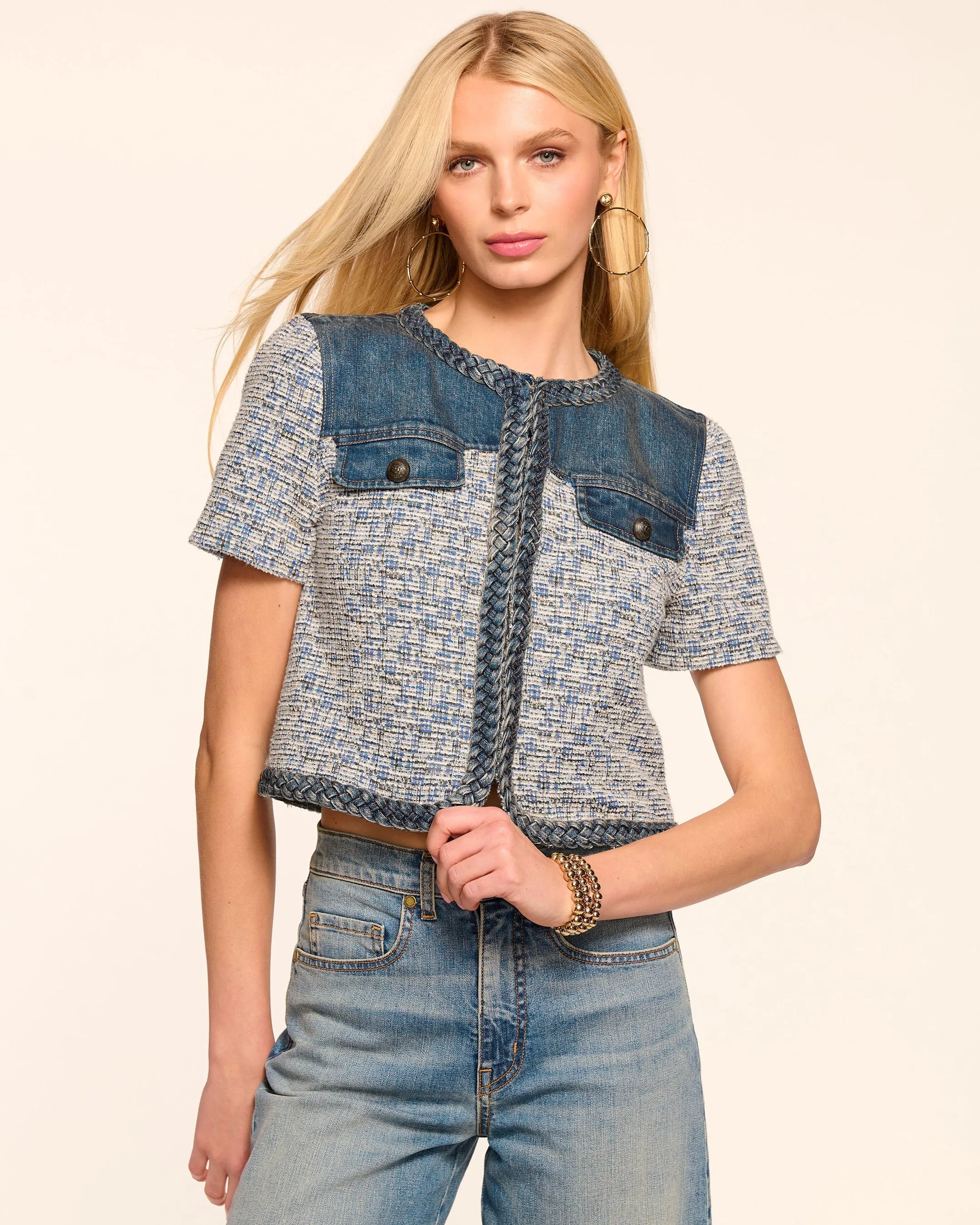 Ramy Brook - Women - Indigo Tweed Libby Short Sleeve Jacket