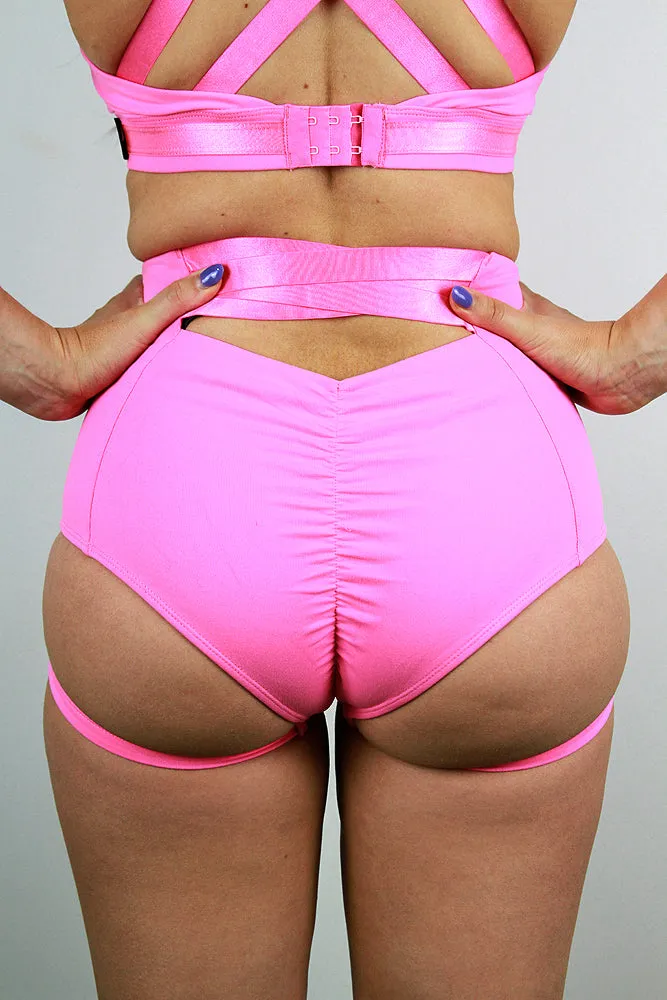 Rarr Hamilton Super High Waist Garter Short - Pink
