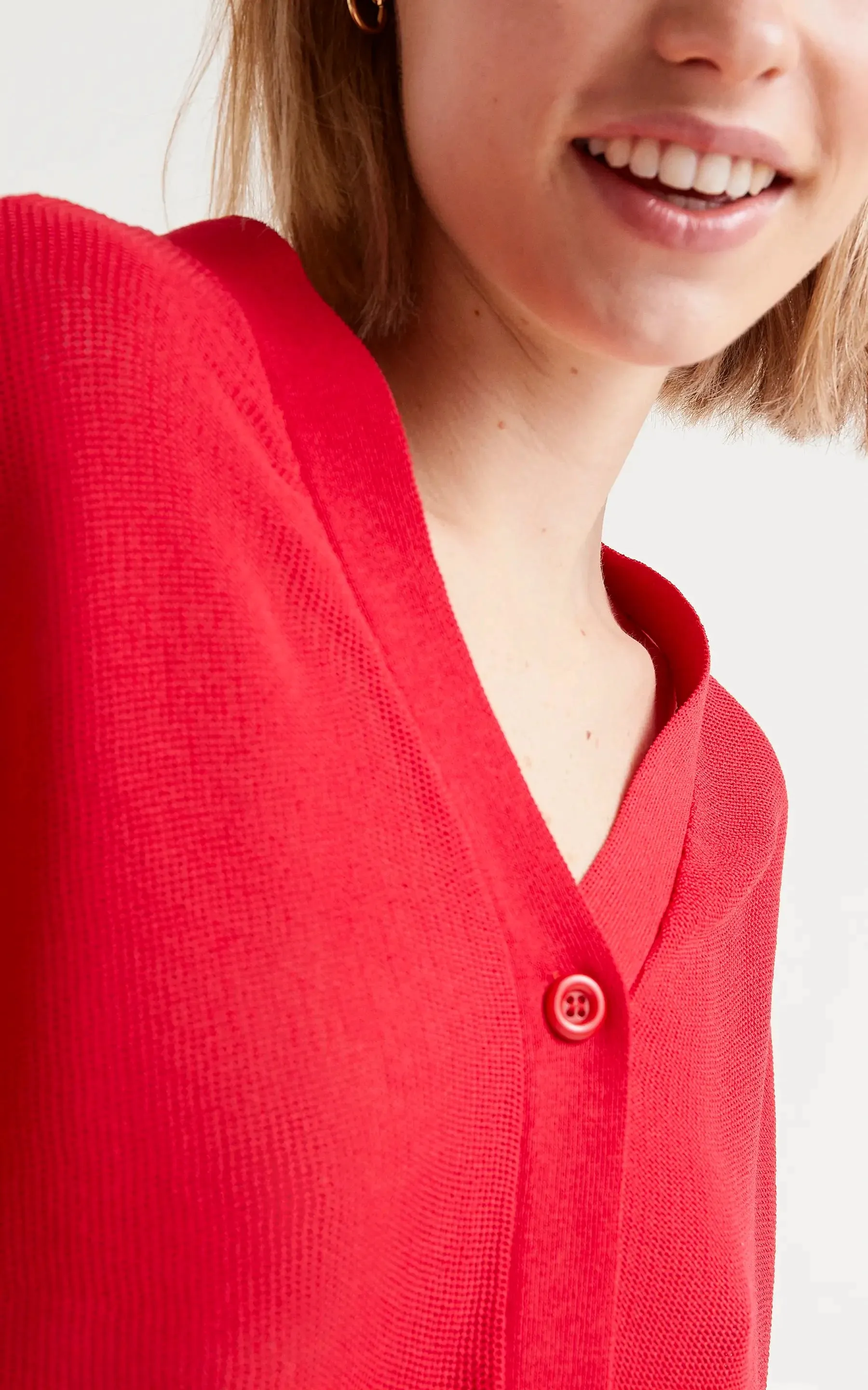 Red Fine Knit Cardigan
