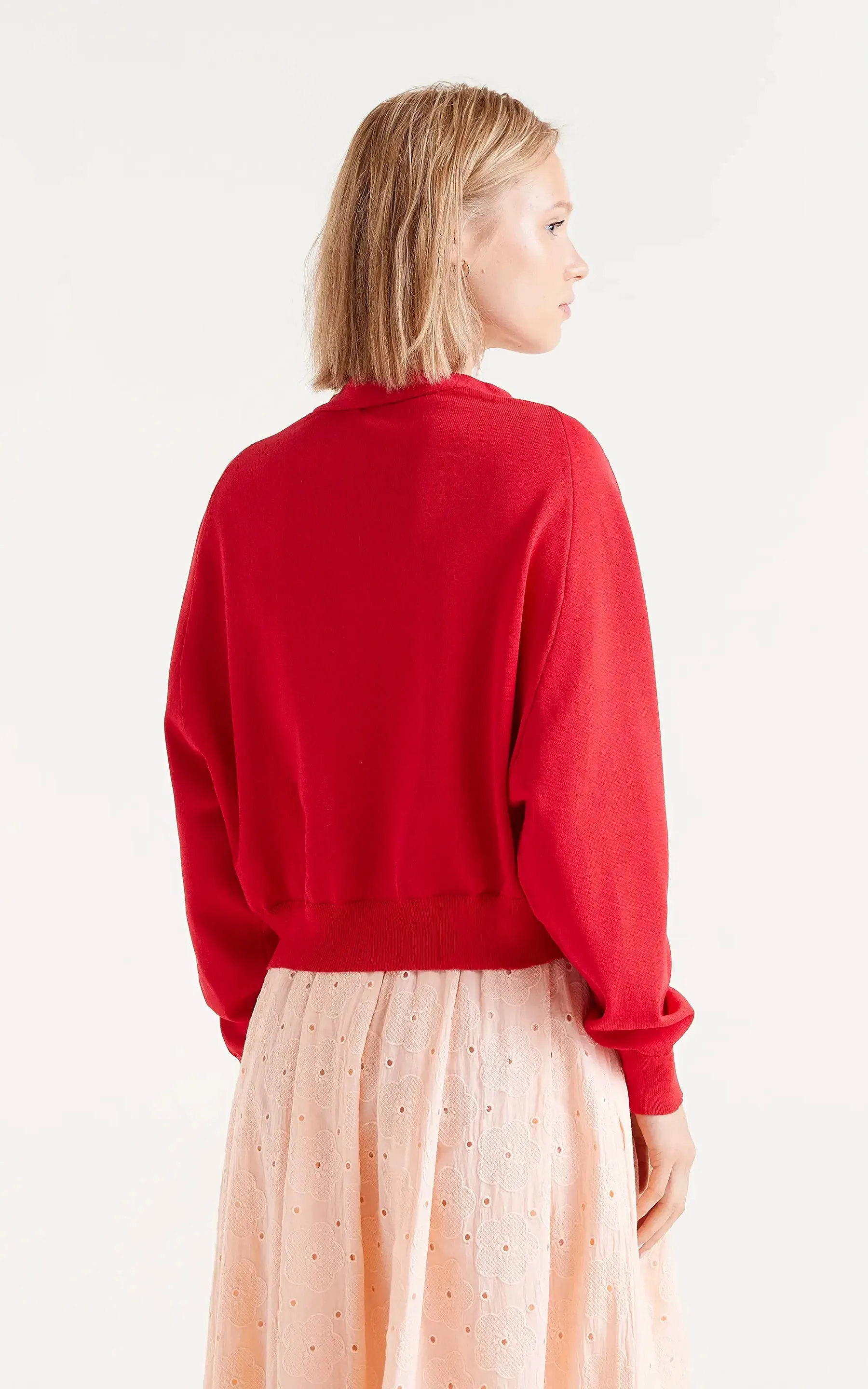 Red Fine Knit Cardigan